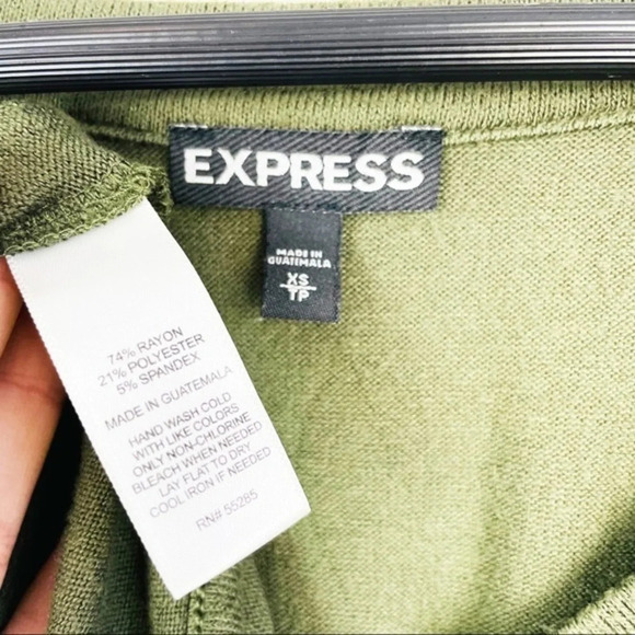 EXPRESS Olive Green 3\4 Sleeve‎ Top XS - Picture 5 of 5